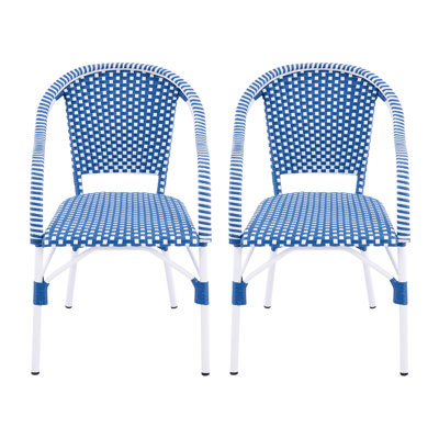 Chaises de bistro d'extérieur résistantes aux intempéries avec structure en aluminium et rotin PP, pour patio, jardin et café (ensemble de 2)