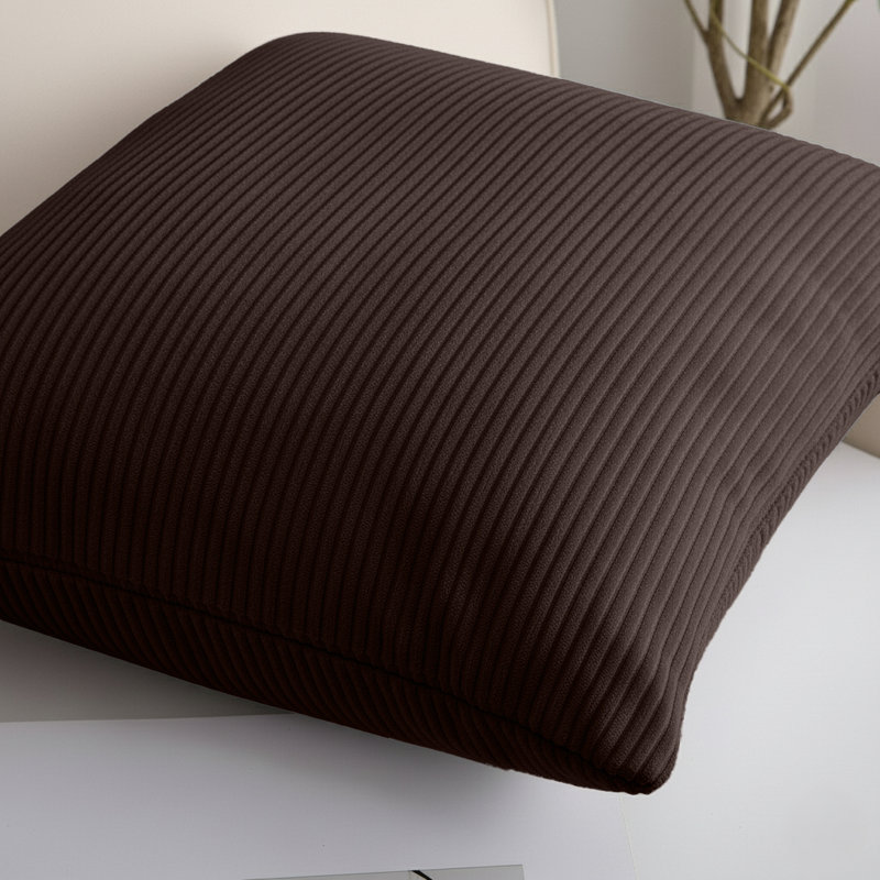 Square Pattern Cushion Cover-(Pack of 2), Coffee Striped