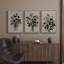 «Black Botanical Bouquet Silhouette Neutral Floral», art mural encadré 3 pièces-121692646-121692647
