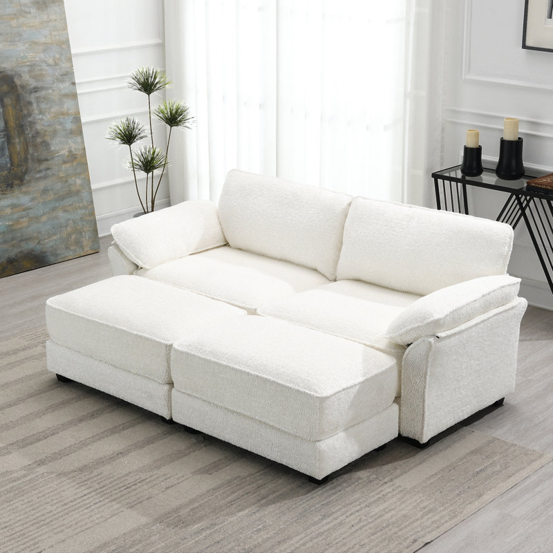 Ensemble de canapé-lit modulaire convertible Free Combination, canapé-lit d'angle rembourré 4 places, causeuse à assise profonde avec repose-pieds