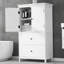 Armoire de rangement pour salle de bain, armoire avec deux portes et tiroirs, tablette réglable, panneau de fibres à densité moyenne, blanc-103385732
