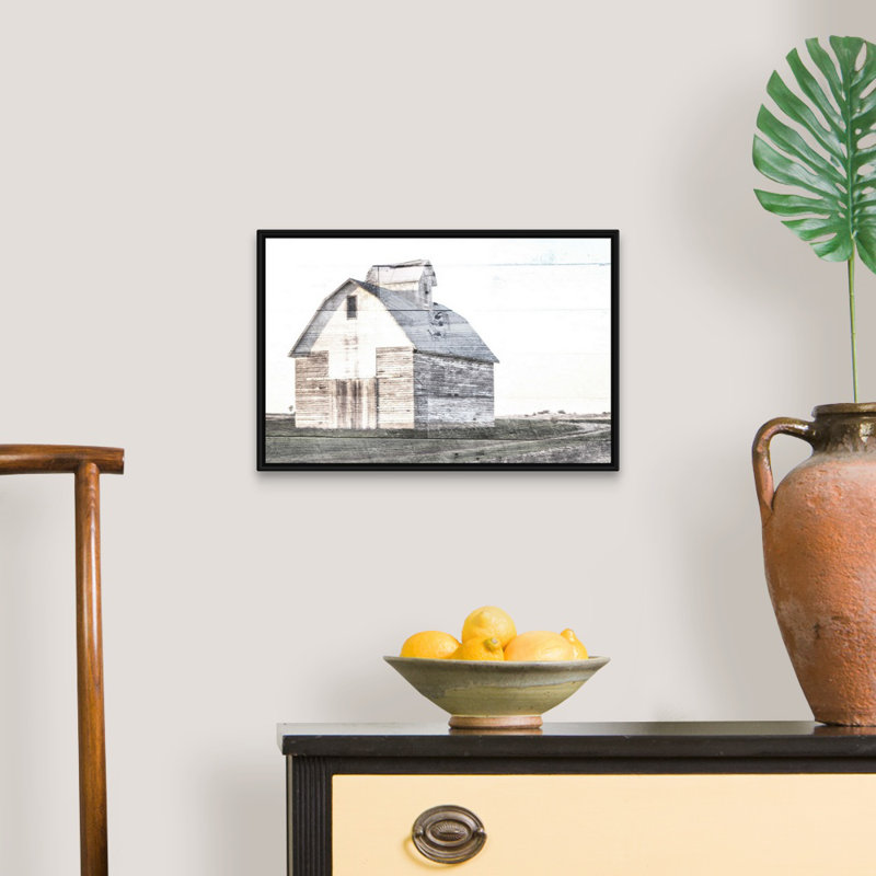 Reproduction d’art sur toile, "Sunset White Barn" par Milli villa, H 14 po x l 20 po x P 1,75 po, Cadre noir
