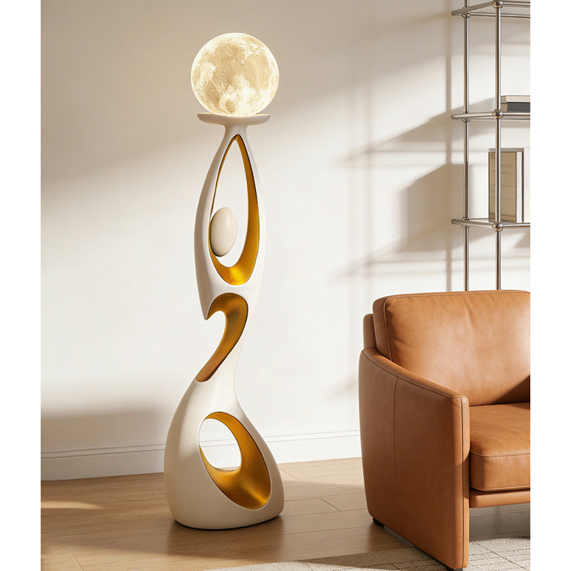 Lampe sur pied en résine Minimalist Modern, Blanc