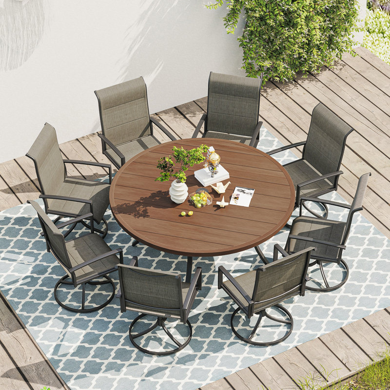 Ensemble de salle à manger d'extérieur 9 pièces 9 pièces, Noyer