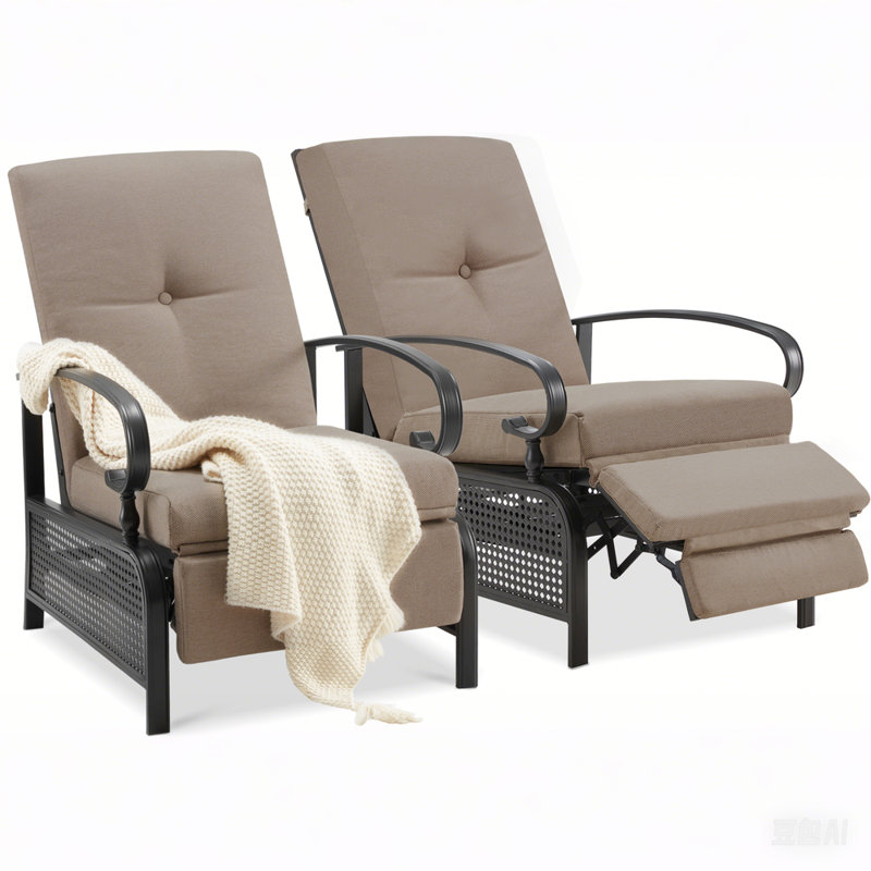 Fauteuil de patio inclinable avec coussins lausannois, Brun