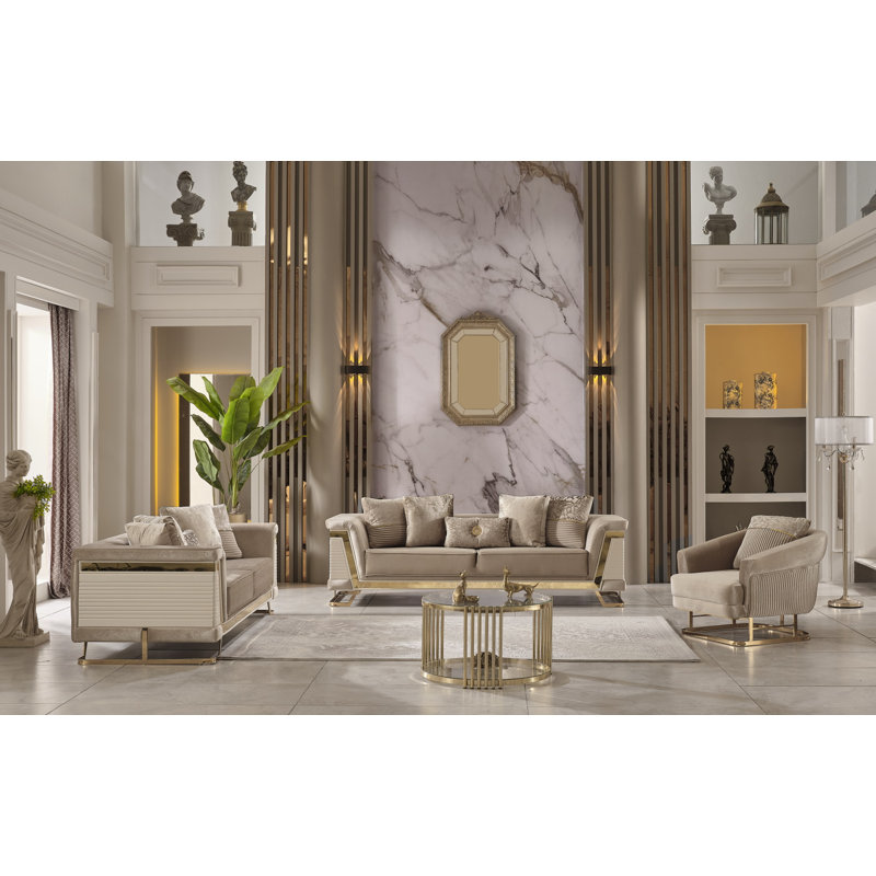 Ensemble de salon 3 pièces Tabinda, 3 Pieces: 2 Sofas, 1 Chairs