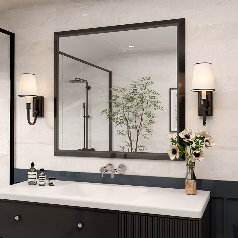 Miroir de meuble-lavabo mural Molly, 40 po x 38 po, Noir