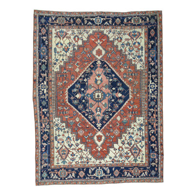Tapis oriental rectangulaire rouge en laine noué à la main 9 pi 10 po x 13 pi 5 po - B7D77E3E9FF8476990A64CD2B730C2B5