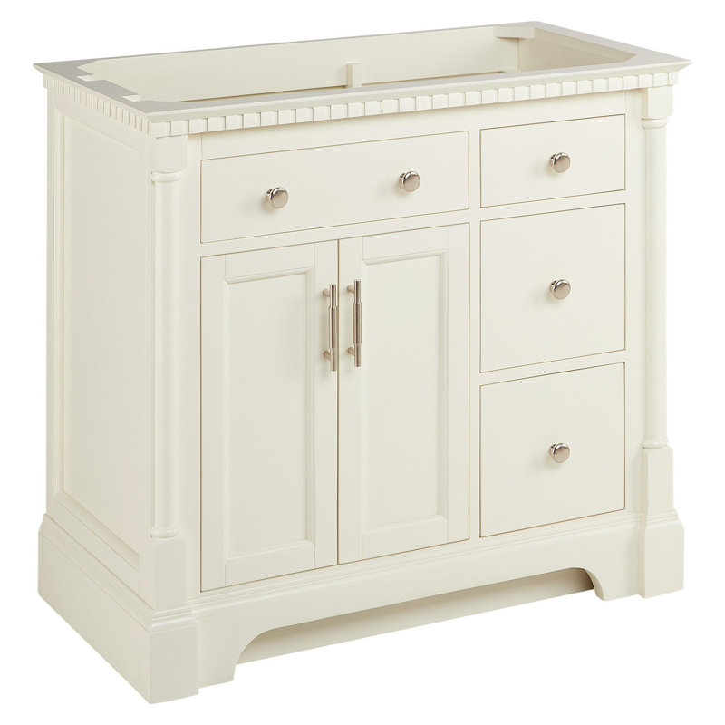 Claudia 36" Mahogany Single Basin Vanity Cabinet - Cabinet Only - Less Vanity Top, White, Brushed Nickel