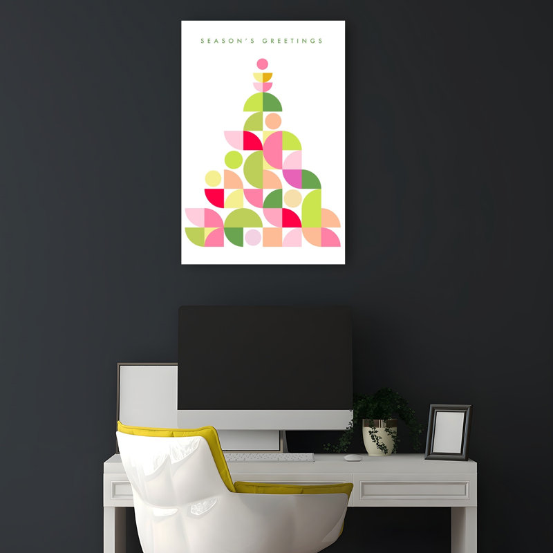 Abstract Geometric Christmas Tree Abstract Colorful Contemporary Christmas Tree Winter Landscape Wall Art Print
