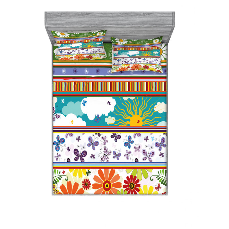 Ensemble de draps Daisy, Ensemble de draps pour lit double avec un drap-hou