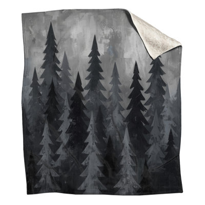 Gray Pine Tree Forest Blankets
