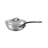 Mauviel M'cook CI Curved Splayed Saute Pan With Lid, Cast Iron Handle, 1.1-Qt