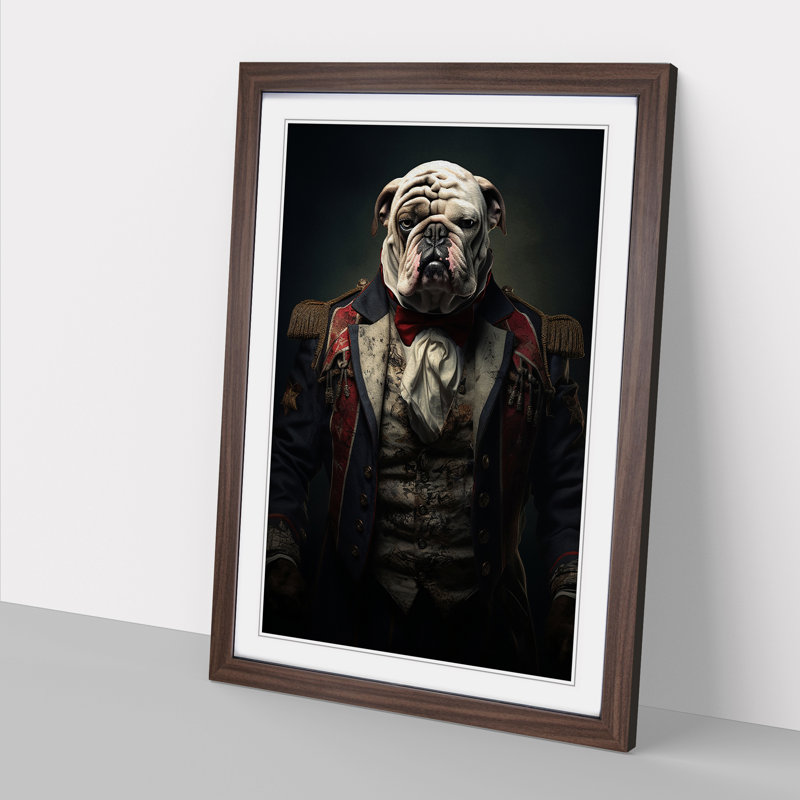 British Bulldog Conceptual - Single Picture Frame Print on Wood, 34cm H x 25cm W x 2cm D, Walnut Framed