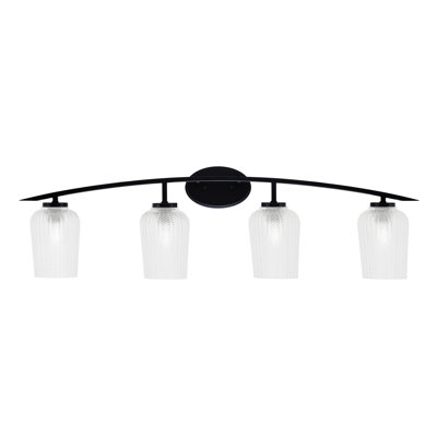 Barre d'éclairage de salle de bain 4 lumières avec verre texturé transparent 5 po Kurve