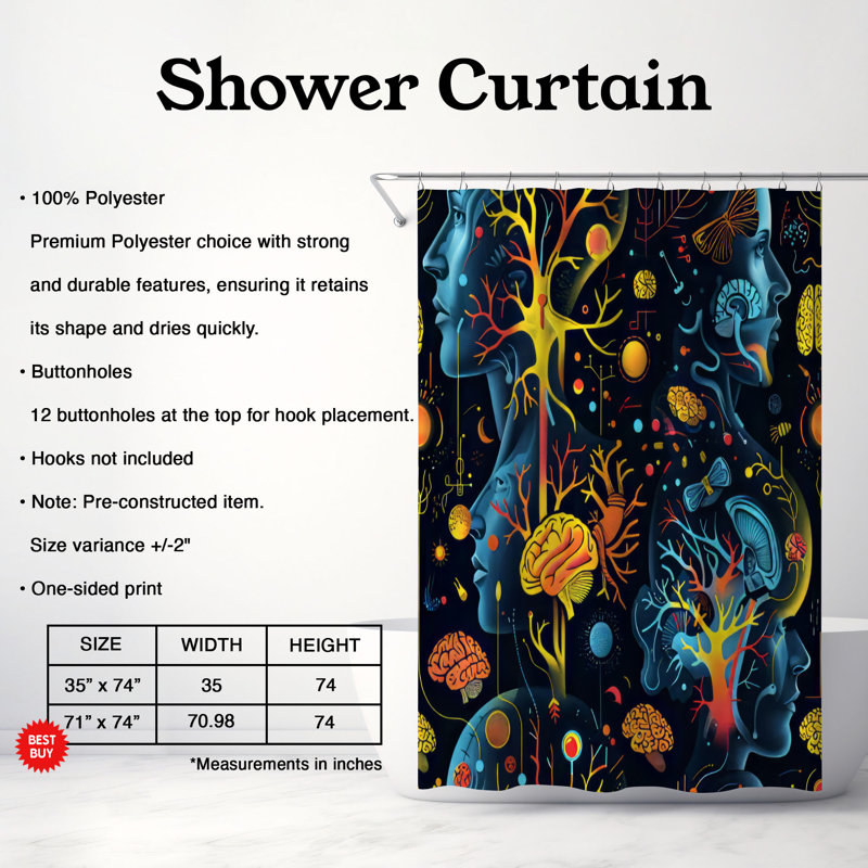 Rideau de douche Premium, H 74 po x l 71 po