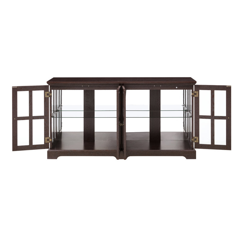 Vitrine en cerisier antique avec tablettes réglables et contrôle à DEL sans fil