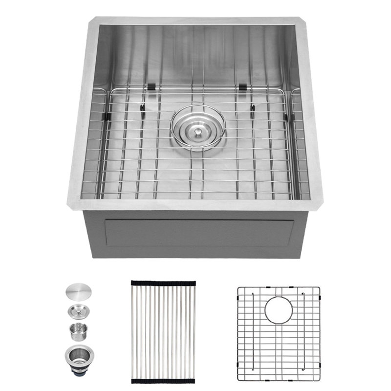 15" x 13" Brushed Stainless Steel Undermount Single Bowl Bar Sink