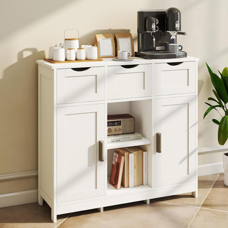 Armoire de rangement pour buffet 31,1 po Theile, Blanc