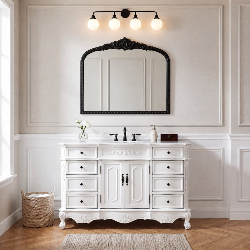 Meuble-lavabo simple 54 po blanc antique, Blanc antique