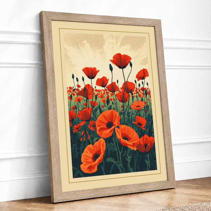 Poppy Field Botanical - Print, Oak, A4 - 29.7 x 21.0 cm