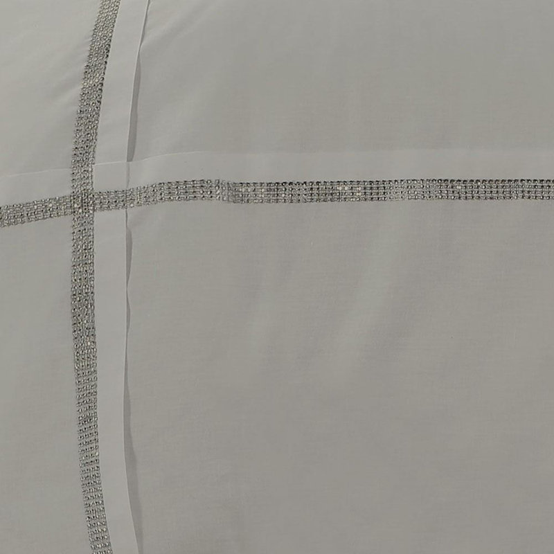 Eva Lace Embellished Duvet Cover Set, Double, Silver