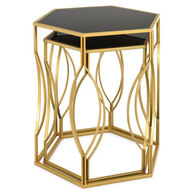 Dannicka Glass Top Frame Nest Of Tables