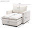 Lit simple en chenille avec lit de nuit moderne et confortable, fauteuil rembourré beige, chaise longue assortie en tissu teinté pour faire la sieste, espace confortable et décoratif
