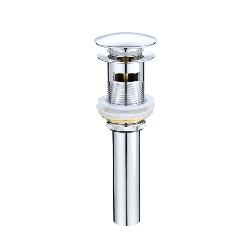Bathroom Sink Drain With Overflow, Vessel Sink Lavatory Vanity Pop Up Drain Stopper, 304 Stainless Steel, Chrome