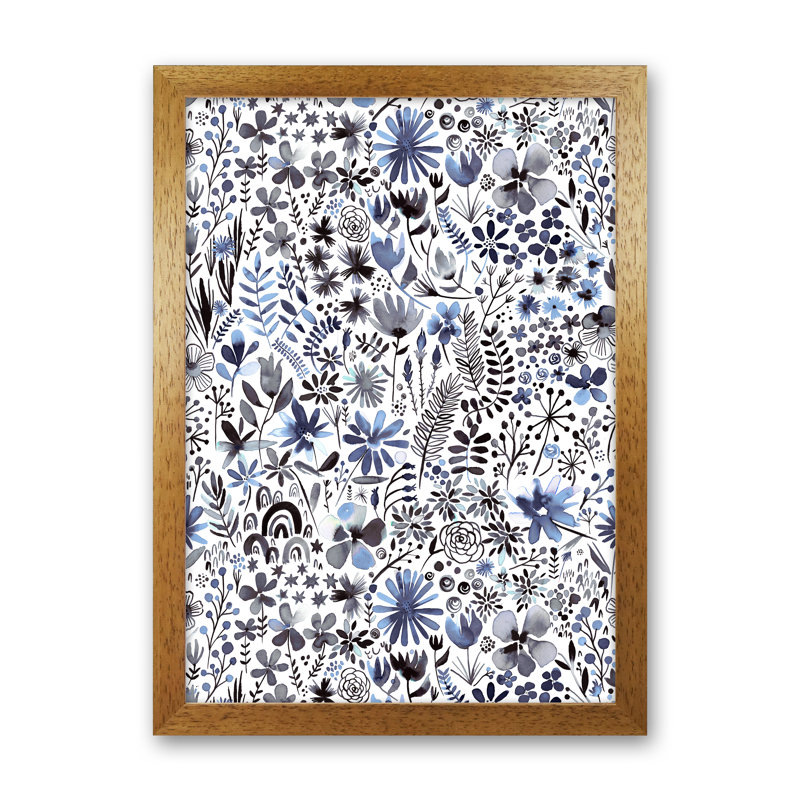 Winter Ink Flowers - Print, Brown Framed, 63cm H x 46cm W x 3cm D