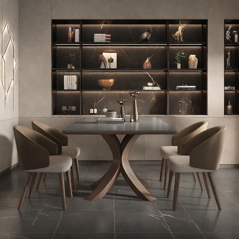 Ensemble de table et chaises de salle à manger mat léger et luxueux, H 29,52 po x L 70,86 po x l 35,43 po