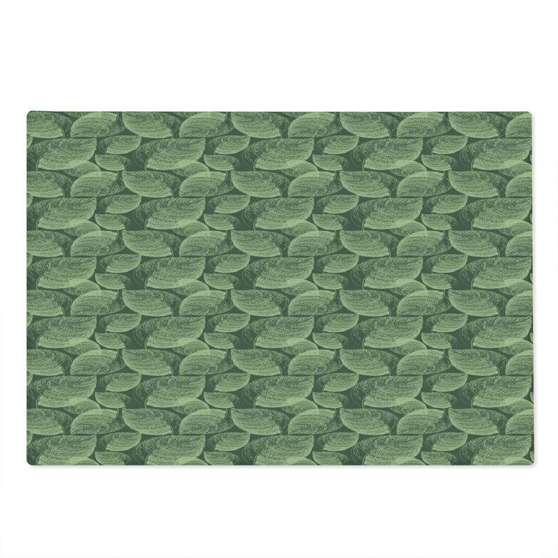 Ambesonne, planche à découper abstraite, grandes feuilles d'automne, dessin au trait vert réséda vert pâle