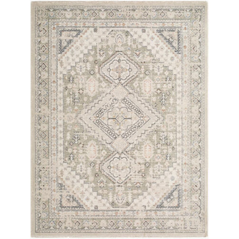 Lausanne Machine Woven, Rectangle 7'10" x 10', Ivory/Cream/Brown/Green/Black/Orange