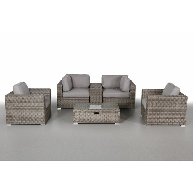 Ensemble de conversation pour 4 personnes avec coussins Tonioni, Mélange de gris