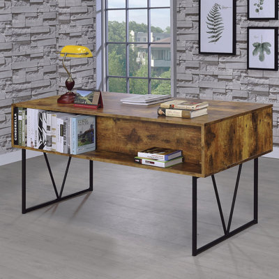4-Drawer Writing Desk, Antique Nutmeg & Black