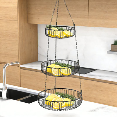 Organisateur de panier de fruits réglable en métal avec conception oblique à 3 niveaux pour le rangement et la présentation du garde-manger
