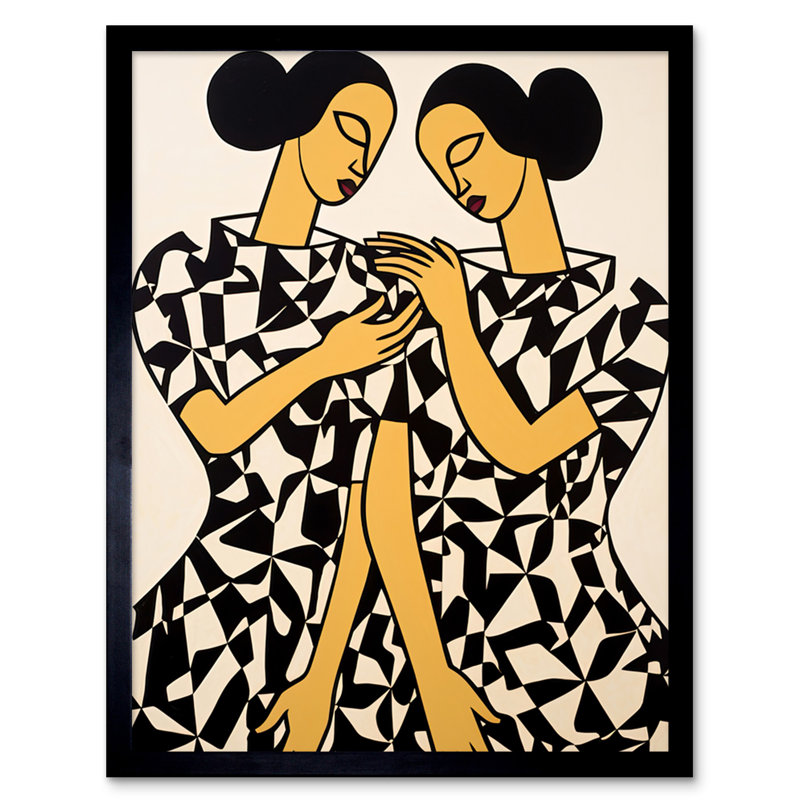 Aedon Women In Geometric Pattern Dresses Matisse Style Sisters - Single Picture Frame Print