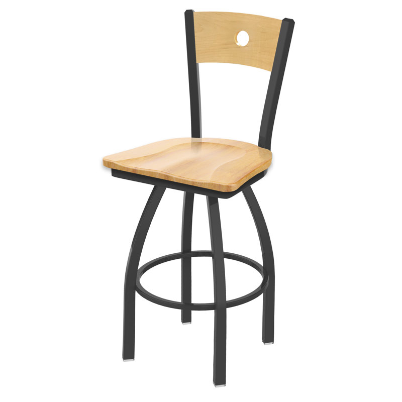 Tabouret tournant 25 "Voltaire, Étain, Bois - Érable naturel, Tabouret de comptoir (siège d'une hauteur de 25 p