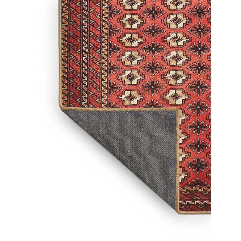 Tapis traditionnel rouge / beige, Rectangle 2 pi x 5 pi