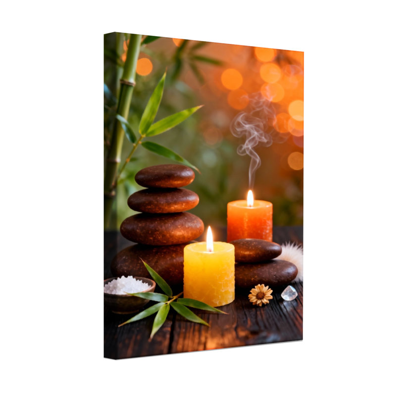 Bath and Laundry Calm Zen Stones Candle Leaves, H 18 po x l 12 po