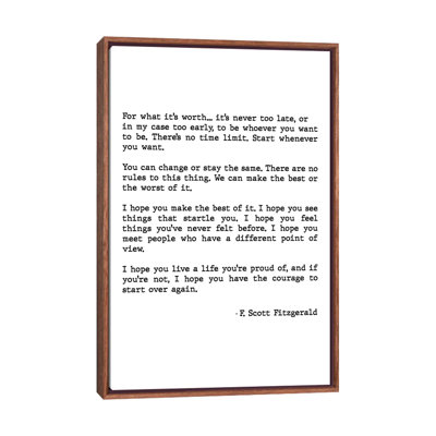 «For What It's Worth» par Scott Fitzgerald, impression d'art textuel