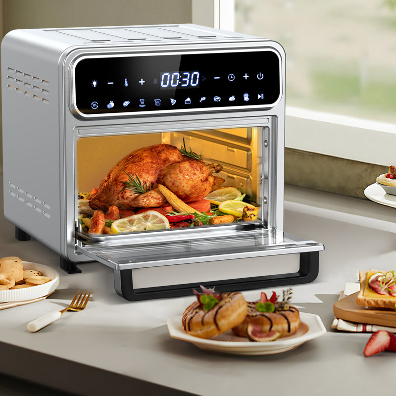 1500-Watt 4-Slice 13 Quart 12-In-1 Stainless Steel Convection Toaster Oven With Frying Basket And Baking Tray