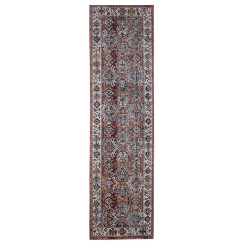 Oriental Machine-Made Red/Ivory, Runner 2'8" x 10'