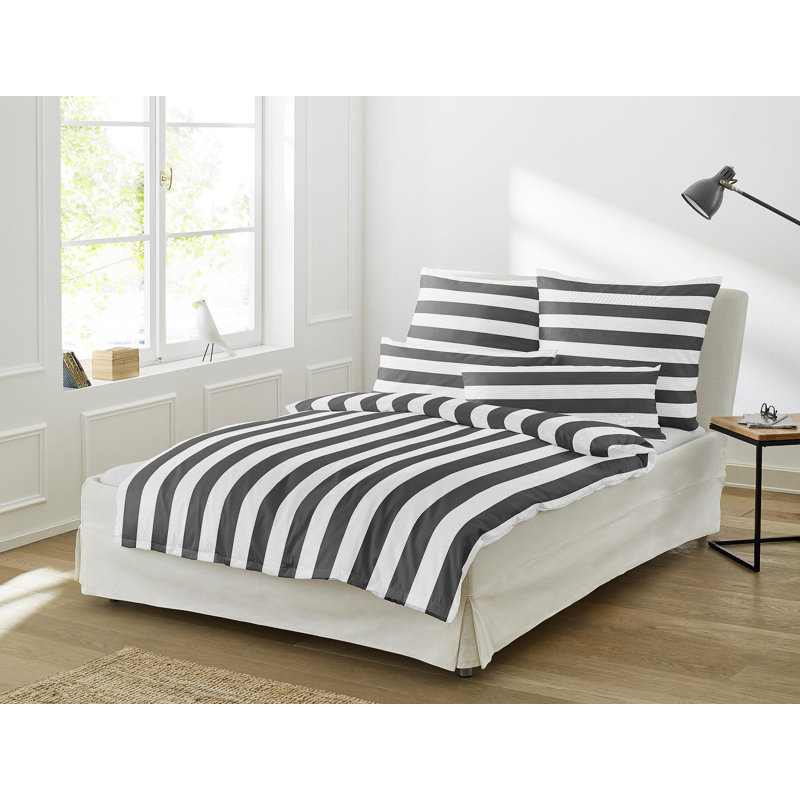 Tape Duvet Cover Set, 155 x 220cm - 1 Pillowcase (80 x cm), Graphite