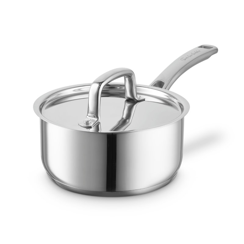 Sur La Table 16 - 20cm Saucepan, Riveted Steel Handle and Lid, Induction Compatible, Stainless Steel, 16cm