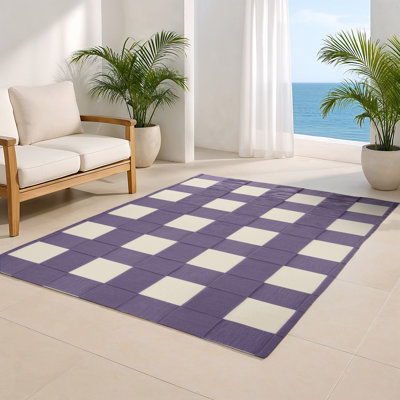 Tapis intérieur / extérieur mauve à carreaux
