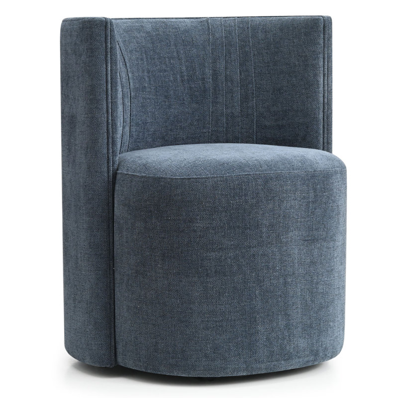 Fauteuil d'appoint moderne en tonneau avec roulettes, Bleu