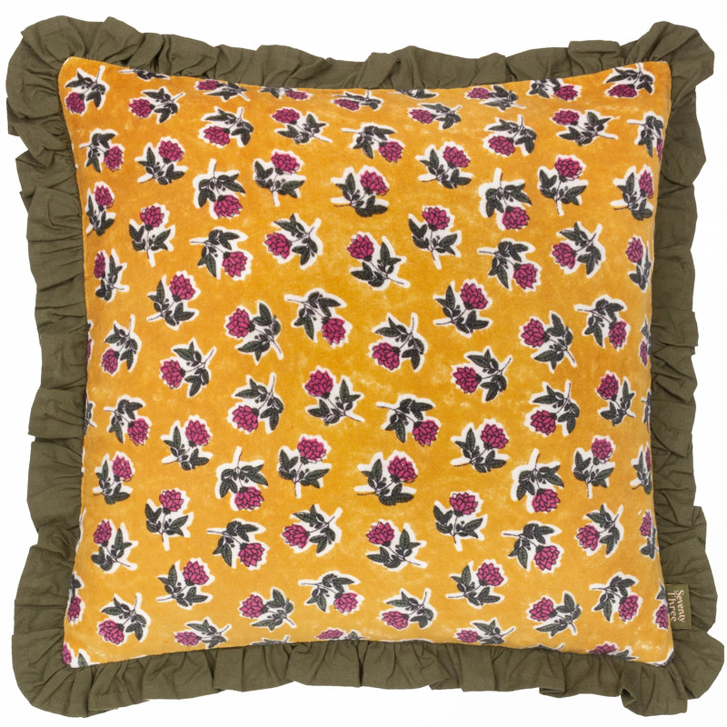 Kemble Floral Square Cushion, Yellow/Green