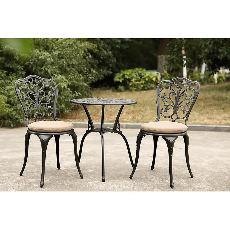 Best seller Products 3-Piece Outdoor Rust-Resistant Cast Aluminum Patio Bistro Set with cushion