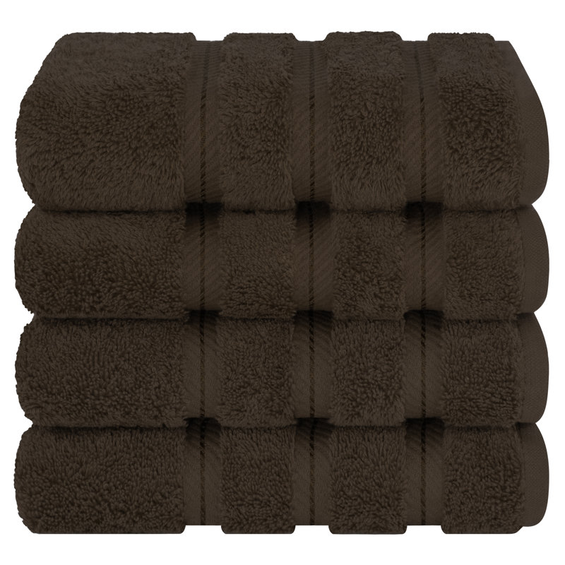 Ensemble de 4 serviettes en coton Edison, Brun chocolat